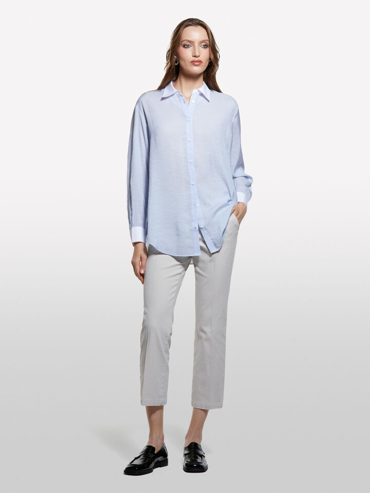 Light blue striped comfort fit shirt - women's shirts - Light Blue | Sisley image number 1